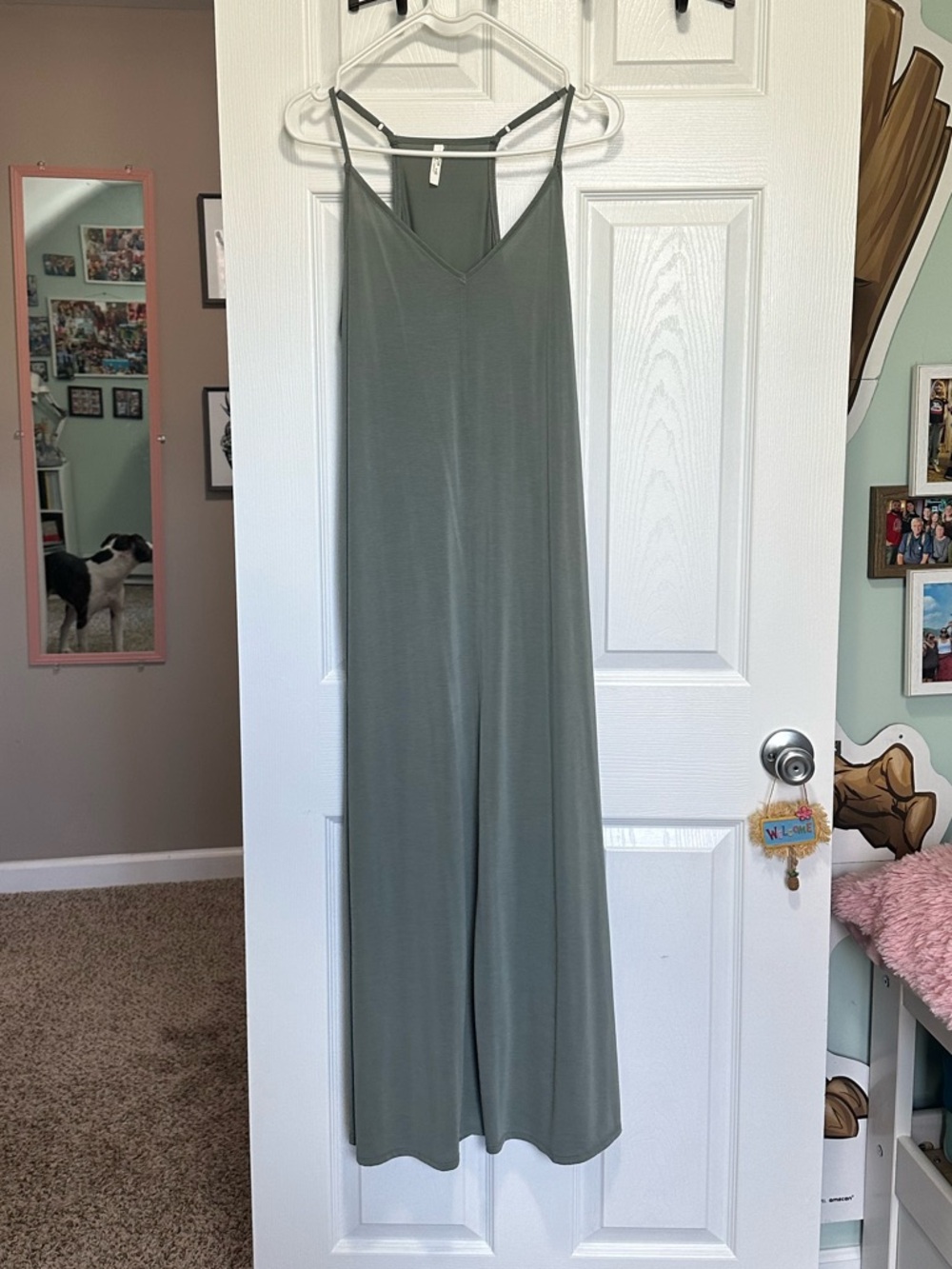 Semi-sheer Sage Green Racerback Maxi Dress